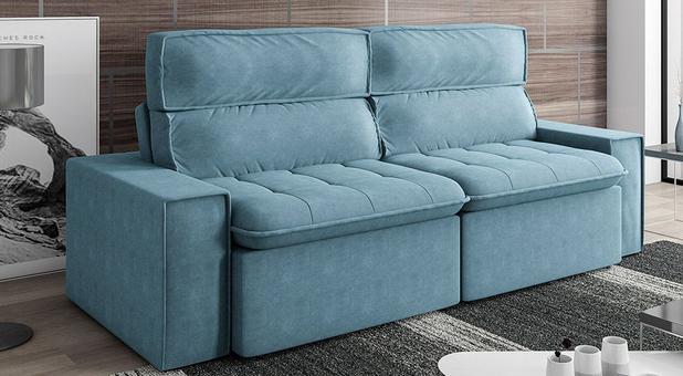 Sofa De Suede Retratil E Reclinavel 02 Modulos De 1 m 2 90 X 1 15 X 1 Equador Azul Elyte Sofas Sofas Magazine Luiza