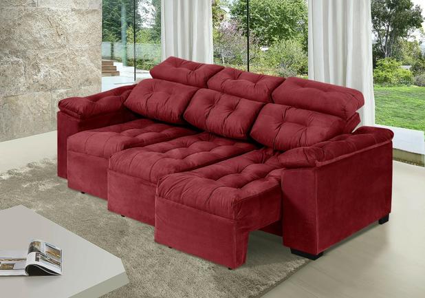 Sofa Itália 2,00 Mts Retrátil e Reclinável Tecido Suede Vermelho - Moveis Marfim - Moveis marfim r.e Menor preço em Sofa Itália 2,00 Mts Retrátil e Reclinável Tecido Suede Vermelho - Moveis Marfim - Moveis marfim r.e