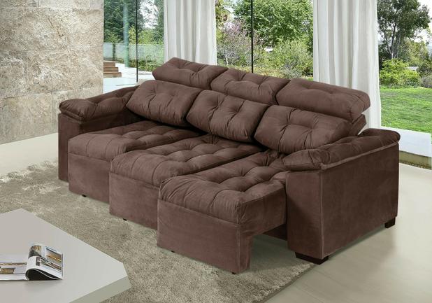 Sofa Itália 2,40 Mts Retrátil e Reclinável Tecido Suede Café - Moveis Marfim - Moveis marfim r.e Menor preço em Sofa Itália 2,40 Mts Retrátil e Reclinável Tecido Suede Café - Moveis Marfim - Moveis marfim r.e
