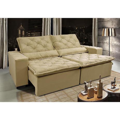 Menor preço em Sofá Lisboa 2,32m Retrátil, Reclinável, Molas no Assento Tecido Suede Velusoft Bege - Cama InBox