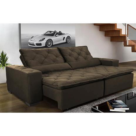 Menor preço em Sofá Magnum 2,02m Retrátil, Reclinável com Molas no Assento e Almofadas Lombar Tecido Suede Grafiato Café - Cama InBox
