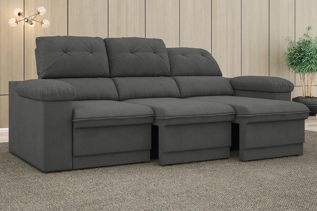 Sofá New Ripley 2,05m Assento Retrátil e Reclinável Velosuede Grafite - NETSOFAS é boa?