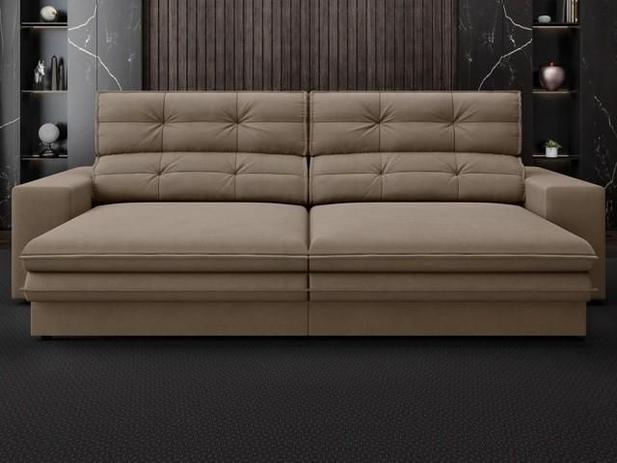 Sofá Pegasus 2,30m Assento Retrátil e Reclinável Velosuede Capuccino - NETSOFAS Menor preço em Sofá Pegasus 2,30m Assento Retrátil e Reclinável Velosuede Capuccino - NETSOFAS
