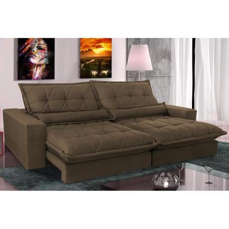 Sofa Retrátil e Reclinável 2|72m com Molas Ensacadas Cama inBox Soft Tecido Suede Café -