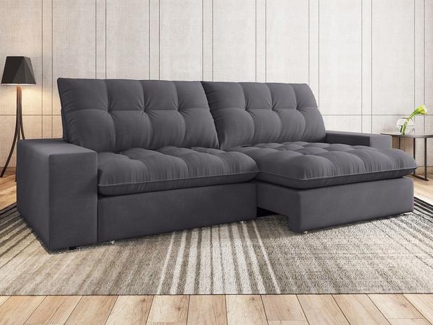 Sofa Retratil E Reclinavel 5 Lugares York 2 70m Velosuede Grafite At Home Sofas Magazine Luiza