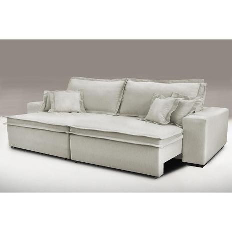 Sofa Retrátil e Reclinável com Molas Cama inBox Premium 2|12m tecido em linho Bege Claro -