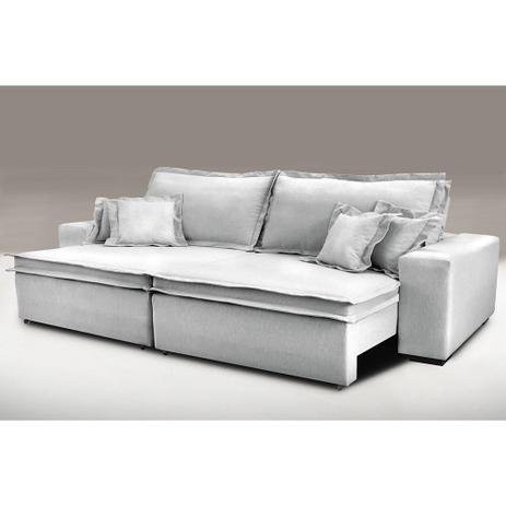 Sofa Retrátil e Reclinável com Molas Cama inBox Premium 2|12m tecido em linho Cinza Claro -