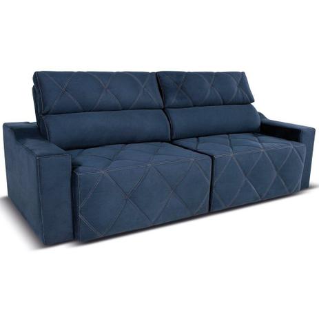 Sofá Retrátil Malibu 240cm Veludo Azul - Arteclasse Menor preço em Sofá Retrátil Malibu 240cm Veludo Azul - Arteclasse
