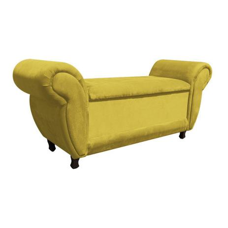 Menor preço em Sofá Retrô com Baú Itália Namoradeira Calçadeira Suede Amarelo - DRossi