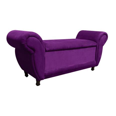 Sofá Retrô com Baú Itália Namoradeira Calçadeira Suede Roxo - DRossi Menor preço em Sofá Retrô com Baú Itália Namoradeira Calçadeira Suede Roxo - DRossi