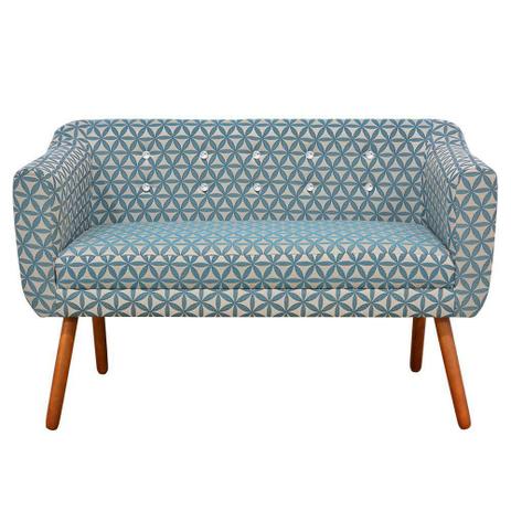 Sofá Retrô Namoradeira Julia 2 Lugares Linho Floral Geométrico Azul A31 com Strass - D'Rossi Menor preço em Sofá Retrô Namoradeira Julia 2 Lugares Linho Floral Geométrico Azul A31 com Strass - D'Rossi