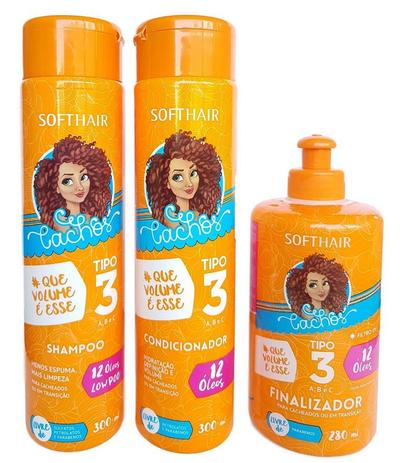 Softhair Kit Hidrata e Define Cachos Tipo 3abc Que Volume é Esse - Soft hair Menor preço em Softhair Kit Hidrata e Define Cachos Tipo 3abc Que Volume é Esse - Soft hair