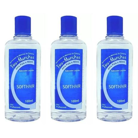 Softhair Tira Manchas Sabonete Líquido Azul 100ml (Kit C/03) - Soft hair Menor preço em Softhair Tira Manchas Sabonete Líquido Azul 100ml (Kit C/03) - Soft hair