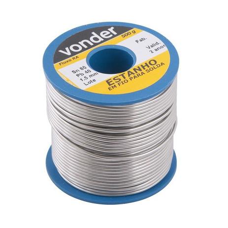 Solda Estanho em Fio 1.5 mm 60 x 40 com 500gr VONDER Menor preço em Solda Estanho em Fio 1.5 mm 60 x 40 com 500gr VONDER
