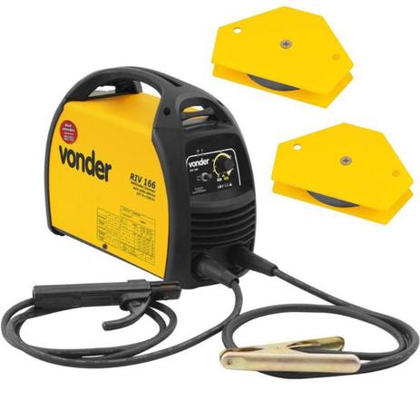 Solda Inversora RIV 166 BIVOLT + 2 Esquadros Magnéticos 10 KG VONDER Menor preço em Solda Inversora RIV 166 BIVOLT + 2 Esquadros Magnéticos 10 KG VONDER