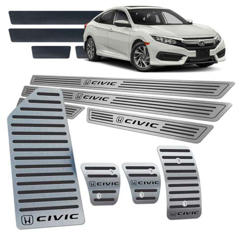 Soleira Prata Pedaleira Descanso Civic 2017 A 2019 Manual - Jr Menor preço em Soleira Prata Pedaleira Descanso Civic 2017 A 2019 Manual - Jr