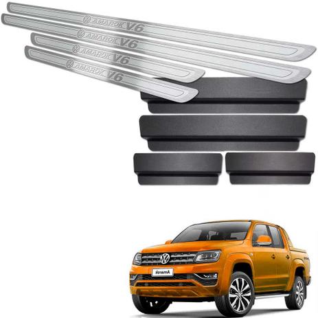 Soleiras Alto Relevo Aço Inox Vw Amarok V6 2010/2019 Prata - Jr Menor preço em Soleiras Alto Relevo Aço Inox Vw Amarok V6 2010/2019 Prata - Jr