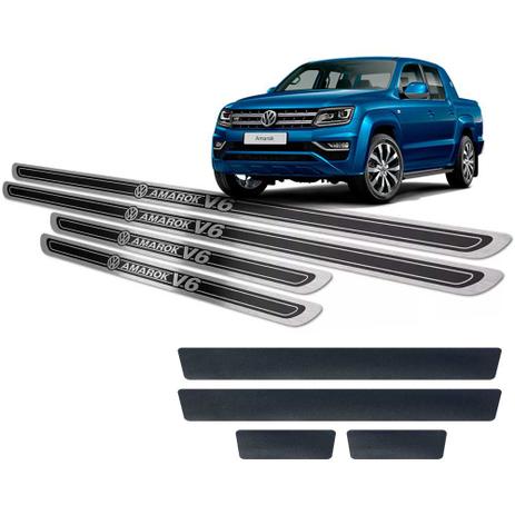Soleiras Alto Relevo Aço Inox Vw Amarok V6 2010/2019 Preto - Jr Menor preço em Soleiras Alto Relevo Aço Inox Vw Amarok V6 2010/2019 Preto - Jr