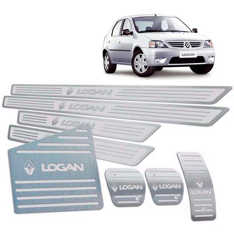 Soleiras Descanso Pedaleiras Logan 2007 A 2010 Prata Relevo - Jr Menor preço em Soleiras Descanso Pedaleiras Logan 2007 A 2010 Prata Relevo - Jr