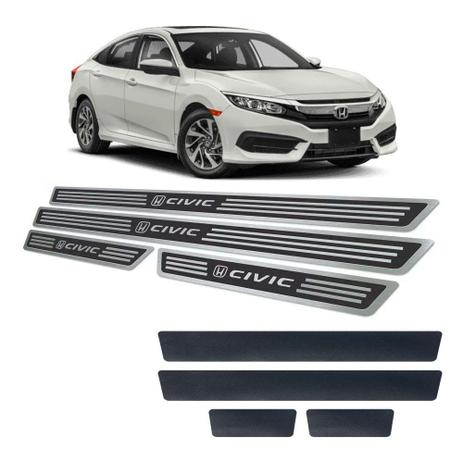 Soleiras Preto Inox + Vinil Honda Civic 2017 A 2019 - Jr Menor preço em Soleiras Preto Inox + Vinil Honda Civic 2017 A 2019 - Jr