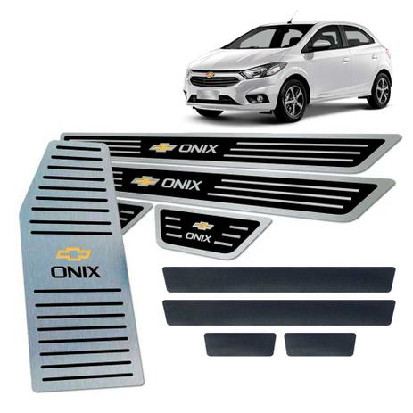 Menor preço em Soleiras + Vinil + Descanso Chevrolet Onix 2017 A 2019 Preto - Jr