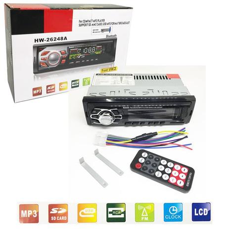 Som Automotivo Bluetooth Radio Fm Mp3 Mp4 Player Usb Cartão SD MMC 60Wx4 HW-26248A - Outros Menor preço em Som Automotivo Bluetooth Radio Fm Mp3 Mp4 Player Usb Cartão SD MMC 60Wx4 HW-26248A - Outros