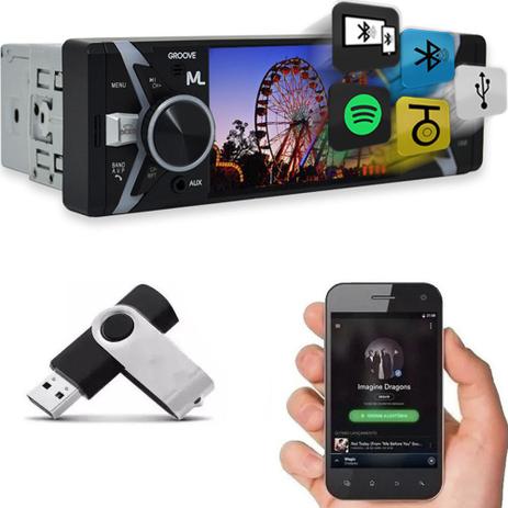 Som Automotivo Groove 1 Din Bluetooth Mp5 Fm Usb P3341 Carro Tela Lcd 4” Multilaser + Pen Drive 4Gb Menor preço em Som Automotivo Groove 1 Din Bluetooth Mp5 Fm Usb P3341 Carro Tela Lcd 4” Multilaser + Pen Drive 4Gb