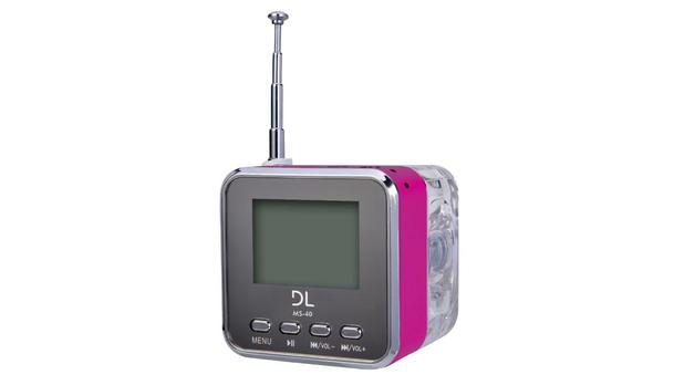 Som Portátil MP3 com rádio FM e Relógio - MS40 - Pink - Dl Menor preço em Som Portátil MP3 com rádio FM e Relógio - MS40 - Pink - Dl
