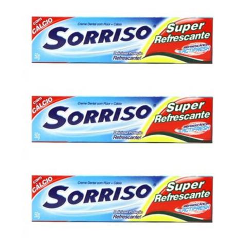 Sorriso Super Refrescância Creme Dental 50g (Kit C/03) Menor preço em Sorriso Super Refrescância Creme Dental 50g (Kit C/03)