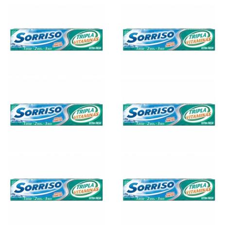 Sorriso Tripla Vitaminas Creme Dental 70g (Kit C/06) Menor preço em Sorriso Tripla Vitaminas Creme Dental 70g (Kit C/06)