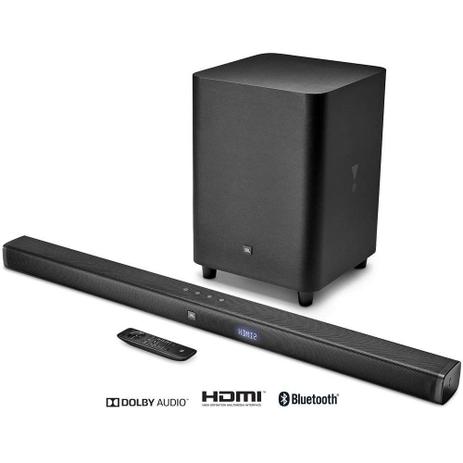 Soundbar JBL Bar 3.1 com subwoofer sem fio 10”, HDMI 4K ARC, Bluetooth, USB Preto Menor preço em Soundbar JBL Bar 3.1 com subwoofer sem fio 10”, HDMI 4K ARC, Bluetooth, USB Preto