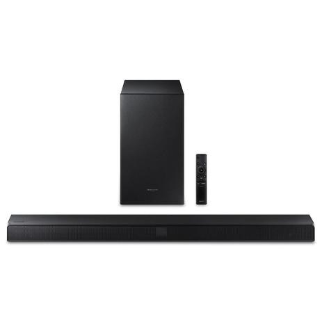Soundbar Samsung HW-T555 320W, com 2.1 canais, Bluetooth, Subwoofer Sem Fio e DTS Virtual:X - HW-T555/ZD Menor preço em Soundbar Samsung HW-T555 320W, com 2.1 canais, Bluetooth, Subwoofer Sem Fio e DTS Virtual:X - HW-T555/ZD