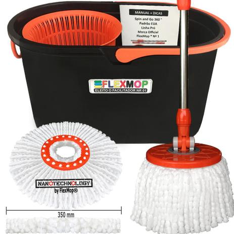 Spin and Go Mop 360 Linha Pró (Profissional) Promo c/02 unid Refil 150 gr Padrão USA Marca: FlexMop Menor preço em Spin and Go Mop 360 Linha Pró (Profissional) Promo c/02 unid Refil 150 gr Padrão USA Marca: FlexMop