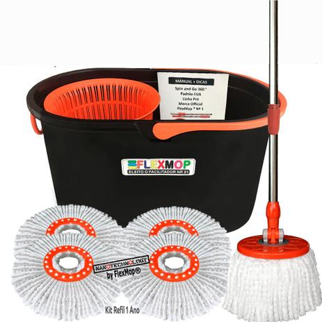 Spin and Go Mop Profissional (Linha Pró) Promo Refil p/01Ano(1+3=4un) Padrão USA Official FlexMop Menor preço em Spin and Go Mop Profissional (Linha Pró) Promo Refil p/01Ano(1+3=4un) Padrão USA Official FlexMop