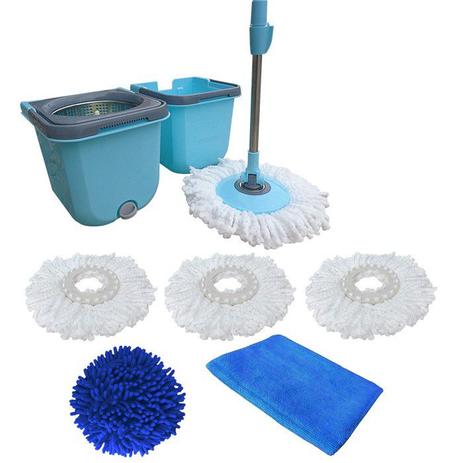 Spin Mop Duplo Mop Com 3 Esfregão 1 Refil a Pó + Pano de Microfibra - Vendasshop utensilios de limpeza Menor preço em Spin Mop Duplo Mop Com 3 Esfregão 1 Refil a Pó + Pano de Microfibra - Vendasshop utensilios de limpeza