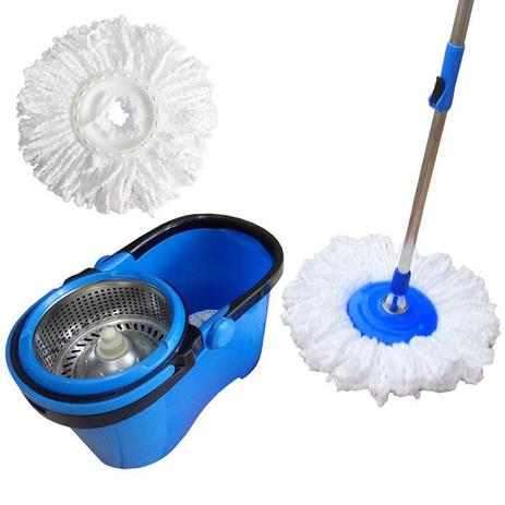 Spin Mop Esfregão Cesto Inox Cabo 1,60 Metros Com 2 Refis Microfibra - Vendasshop utensilios de limpeza Menor preço em Spin Mop Esfregão Cesto Inox Cabo 1,60 Metros Com 2 Refis Microfibra - Vendasshop utensilios de limpeza