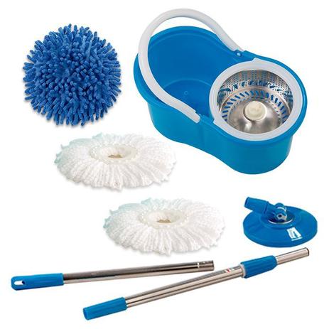 Spin Mop Esfregão Giratório Cesto Inox com 2 refis Microfibra e 1 Refil Limpeza a Pó - Vendasshop Utensilios De Limpeza Menor preço em Spin Mop Esfregão Giratório Cesto Inox com 2 refis Microfibra e 1 Refil Limpeza a Pó - Vendasshop Utensilios De Limpeza