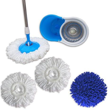 Spin Mop Esfregão Giratório Cesto Inox com 3 refis Microfibra e 1 Refil Limpeza a Pó - Vendasshop utensilios de limpeza Menor preço em Spin Mop Esfregão Giratório Cesto Inox com 3 refis Microfibra e 1 Refil Limpeza a Pó - Vendasshop utensilios de limpeza