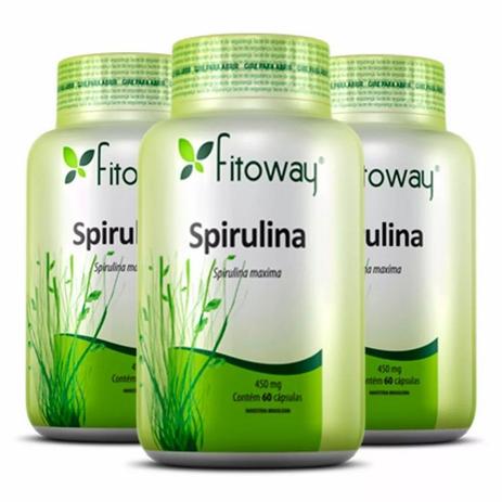 Spirulina 450mg - 3x 60 cápsulas - Fitoway Menor preço em Spirulina 450mg - 3x 60 cápsulas - Fitoway
