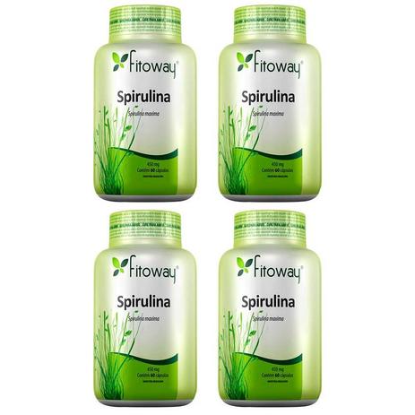 Spirulina 450mg - 4x 60 cápsulas - Fitoway Menor preço em Spirulina 450mg - 4x 60 cápsulas - Fitoway