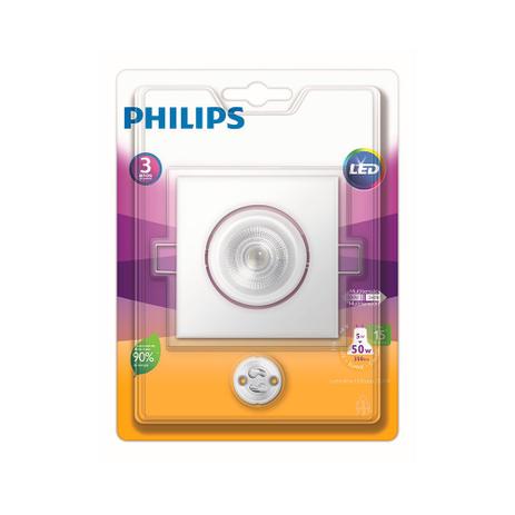 Spot de embutir quadrado LED 5W 2700K amarelo Philips Menor preço em Spot de embutir quadrado LED 5W 2700K amarelo Philips