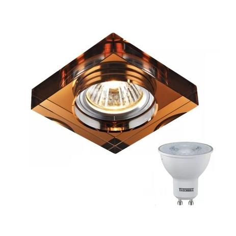 Spot Embutir De Cristal Quadrado Cobre Dicroica Ac594 + LED Mr16 Branco Quente - Acende A Luz Menor preço em Spot Embutir De Cristal Quadrado Cobre Dicroica Ac594 + LED Mr16 Branco Quente - Acende A Luz