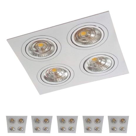 Spot Led Quadruplo 20w(4x5w) COB Kit 6pç Embutir Articulável - Nogaled Menor preço em Spot Led Quadruplo 20w(4x5w) COB Kit 6pç Embutir Articulável - Nogaled