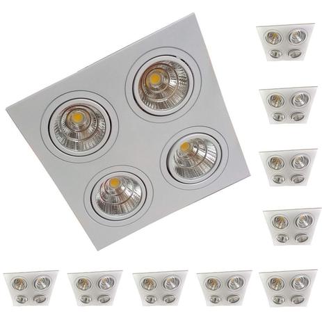 Spot Led Quadruplo COB 20w (4 x 5w) 10pç Embutir Articulável - Nogaled Menor preço em Spot Led Quadruplo COB 20w (4 x 5w) 10pç Embutir Articulável - Nogaled
