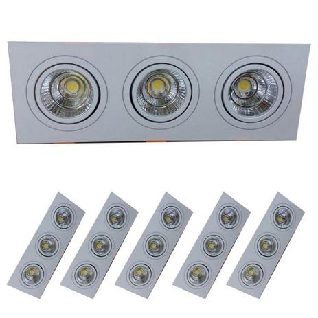 Spot Led Triplo COB 15w embutir 6 Pç articulável Nogaled Menor preço em Spot Led Triplo COB 15w embutir 6 Pç articulável Nogaled