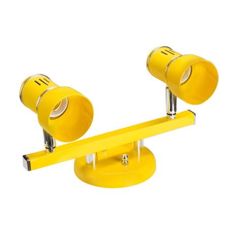 Spot Trilho em Alumínio Sobrepor 2 Lâmpadas New Dital Iluminação Amarelo Menor preço em Spot Trilho em Alumínio Sobrepor 2 Lâmpadas New Dital Iluminação Amarelo
