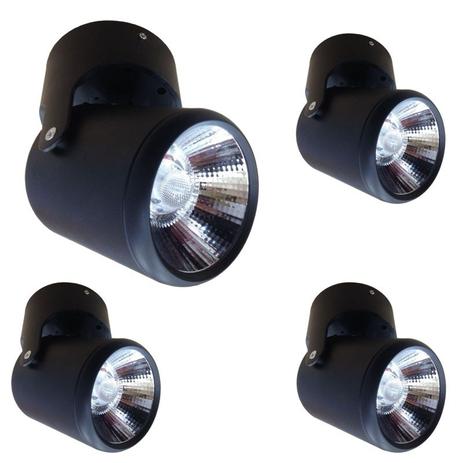Spots 16w Sobrepor 4 pç Cob Led Preto Articulável Nogaled Menor preço em Spots 16w Sobrepor 4 pç Cob Led Preto Articulável Nogaled