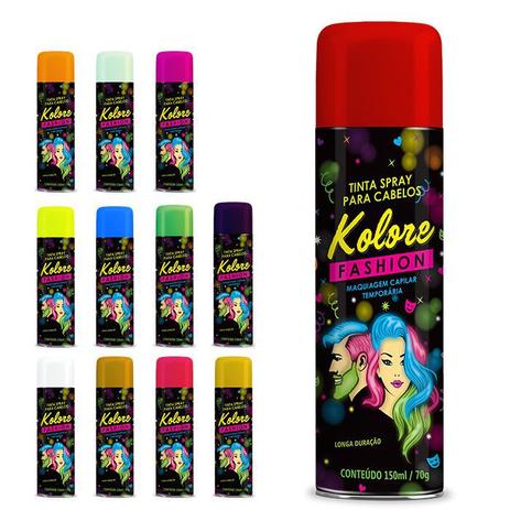 Spray Tinta Pó De Cabelo Barba Colorido Kolore Fashion 150 Ml Longa Duração - Baston Menor preço em Spray Tinta Pó De Cabelo Barba Colorido Kolore Fashion 150 Ml Longa Duração - Baston