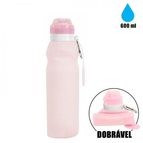 Squeeze Garrafa em Silicone Dobravel 600 Ml com Mosquetao Rosa Claro Clink Menor preço em Squeeze Garrafa em Silicone Dobravel 600 Ml com Mosquetao Rosa Claro Clink