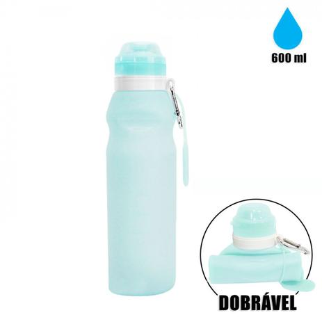 Squeeze Garrafa em Silicone Dobravel 600 Ml com Mosquetao Turquesa Clink Menor preço em Squeeze Garrafa em Silicone Dobravel 600 Ml com Mosquetao Turquesa Clink